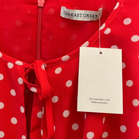 The East Order Dusty Polka Dot Mini Dress in Red - Picture 8 of 10